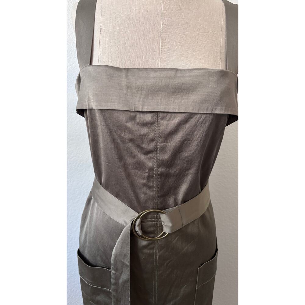 Banana Republic - NWOT Square Neck Belted Satin Dress Size 16 - Picture 2 of 5